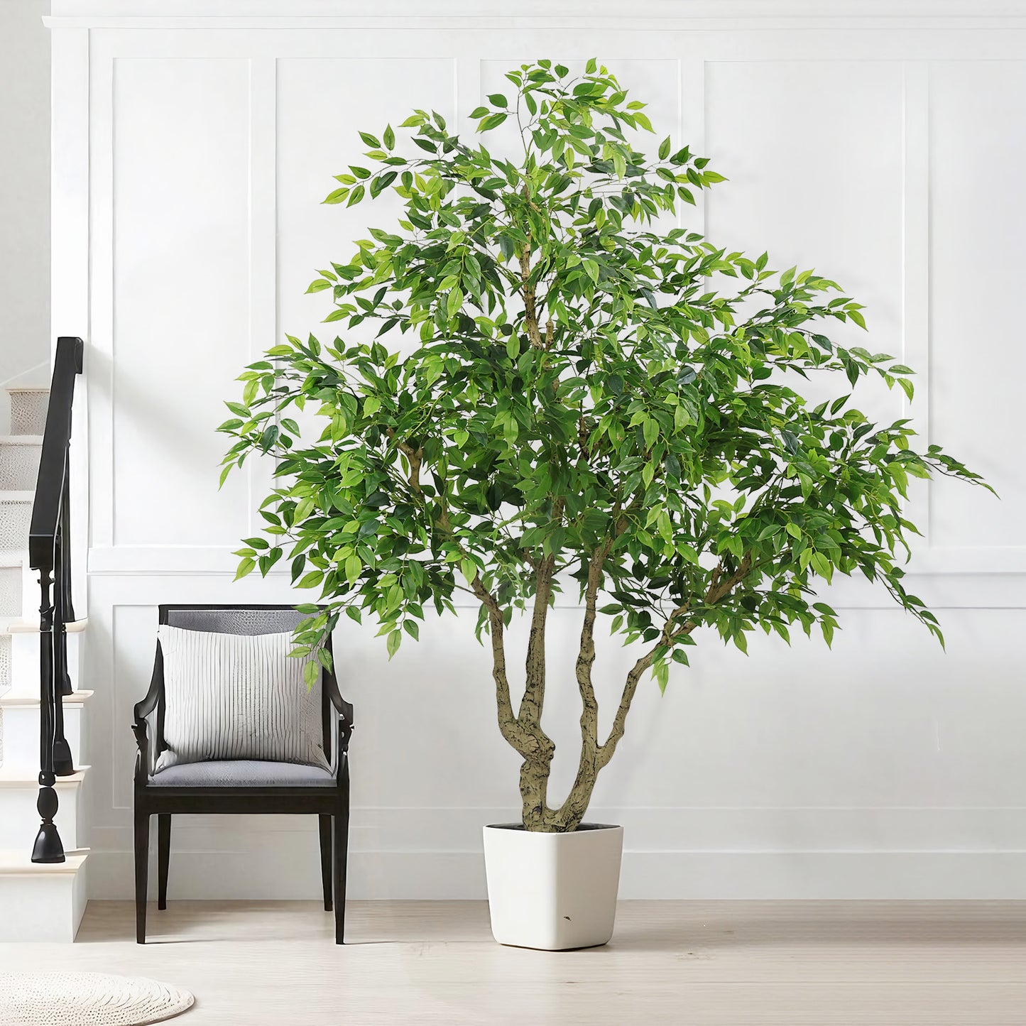 poetree 84" Artificial Ficus Tree,Tall Indoor Faux Floor Plant for Home Décor and Housewarming