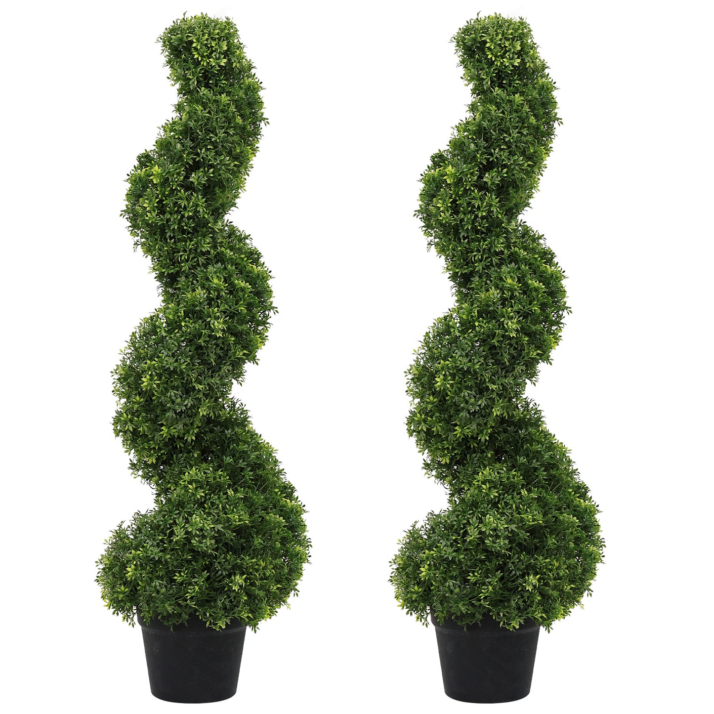 poetree 3 ft. Artificial Boxwood Outdoor Topiary Spiral Tree Potted Plants.