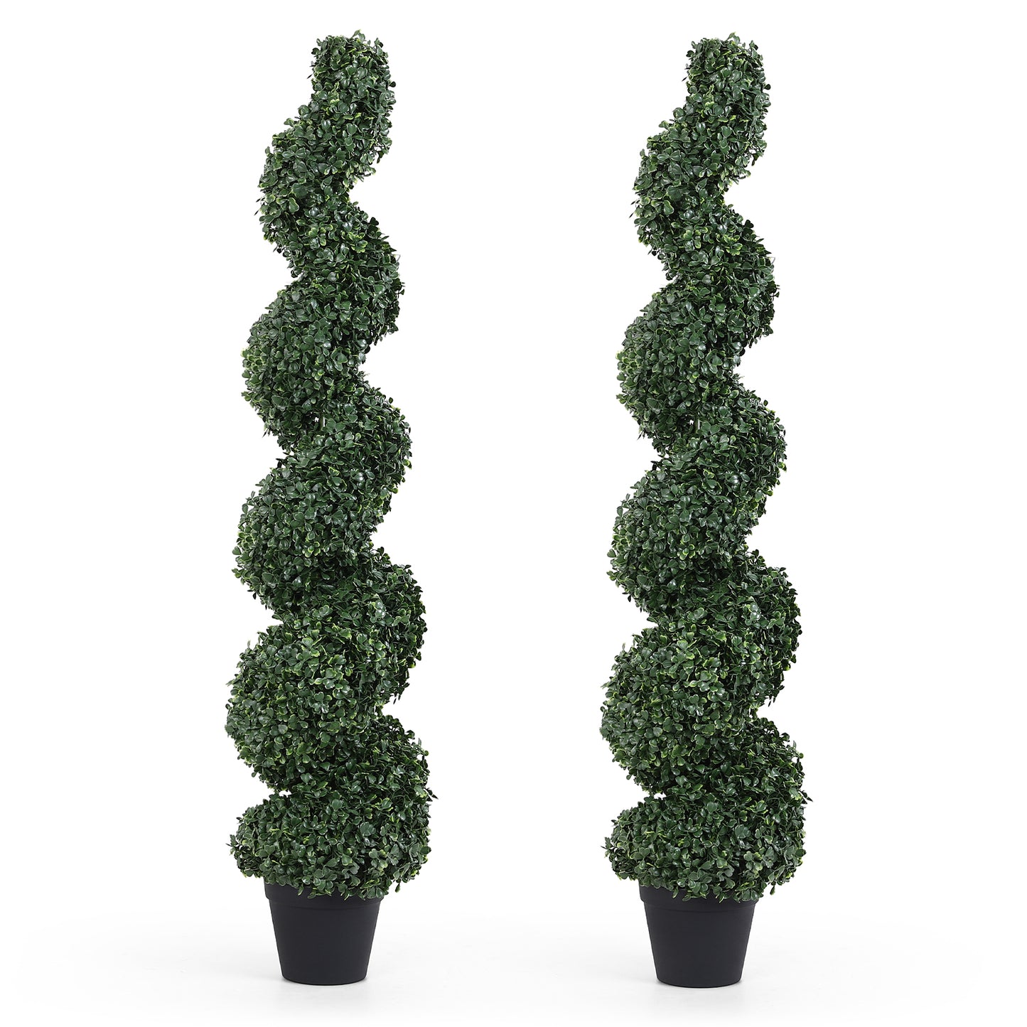 poetree 3/4/5 Ft Artificial Boxwood Spiral Topiary Trees, Artificial Plants Outdoor Spiral Faux Topiary Trees (2 Pcs)