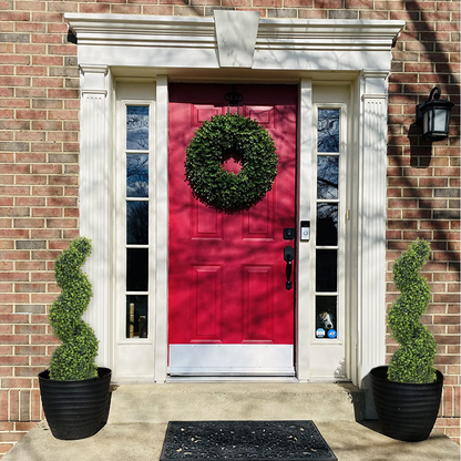 THE BLOOM TIMES poetree 3–5 Ft Artificial Boxwood Spiral Topiary Trees, Set of 2 Outdoor Faux Plants for Front Porch, Patio & Entryway Decor