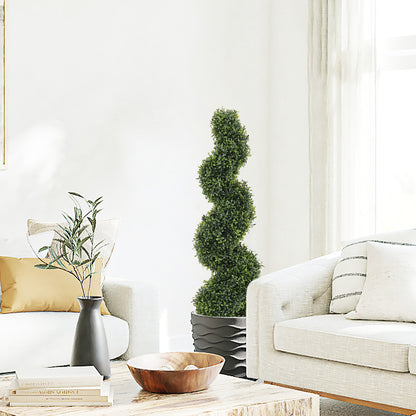 THE BLOOM TIMES 3/4/5ft Artificial Boxwood Spiral Topiary Trees – UV-Resistant Evergreen Faux Plants for Indoor & Outdoor Decor