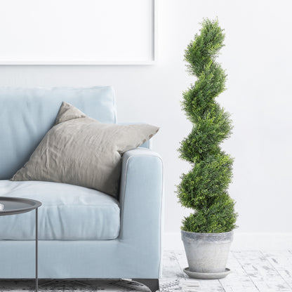 THE BLOOM TIMES 3/4/5ft Artificial Cedar Cypress Spiral Topiary Trees，Indoor Outdoor Decor 2 Pack