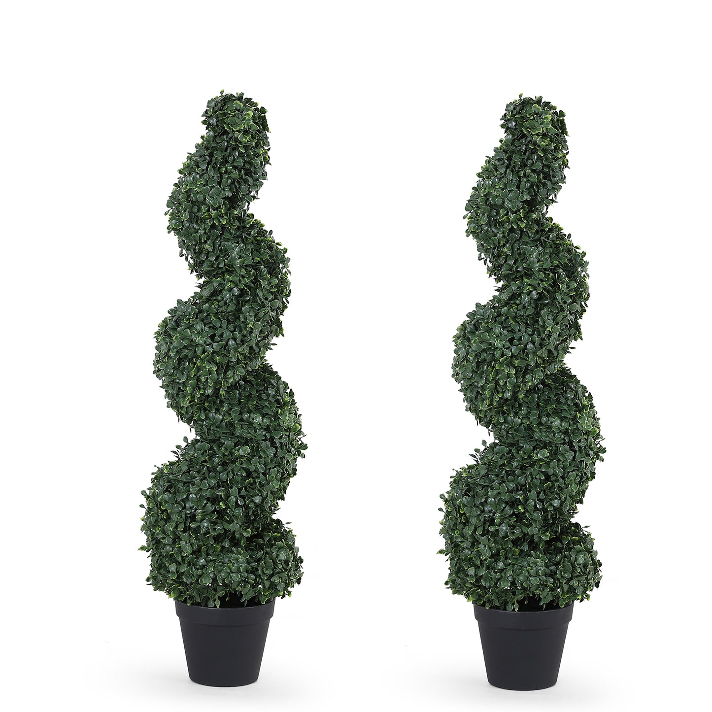 poetree 3/4/5 Ft Artificial Boxwood Spiral Topiary Trees, Artificial Plants Outdoor Spiral Faux Topiary Trees (2 Pcs)