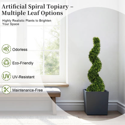 THE BLOOM TIMES 3 ft. Artificial Boxwood Outdoor Topiary Spiral Tree Potted Plants.