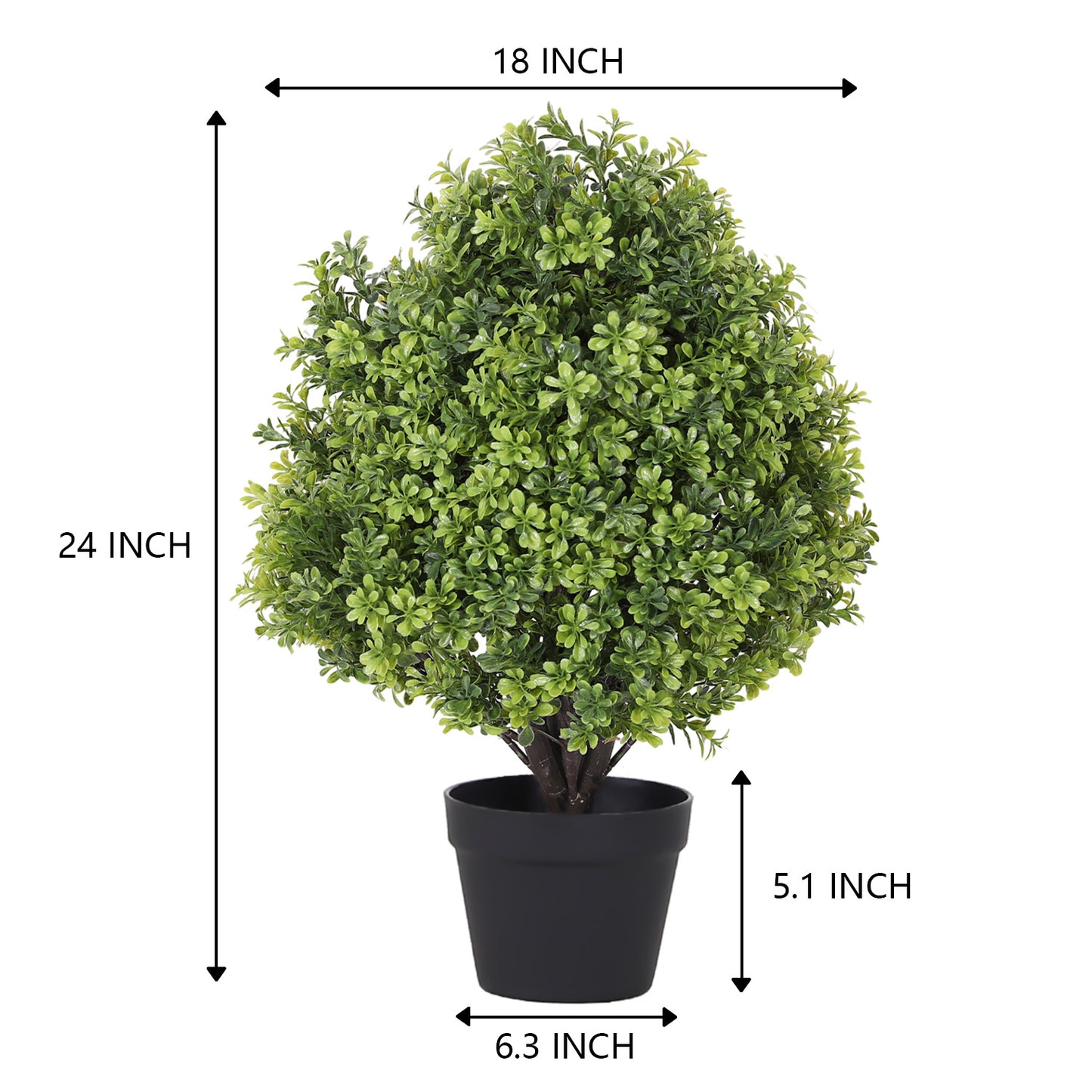 poetree 2 ft Faux Boxwood Topiary in Pot,Artificial Topiary Boxwood Tree for Indoor or Outdoor