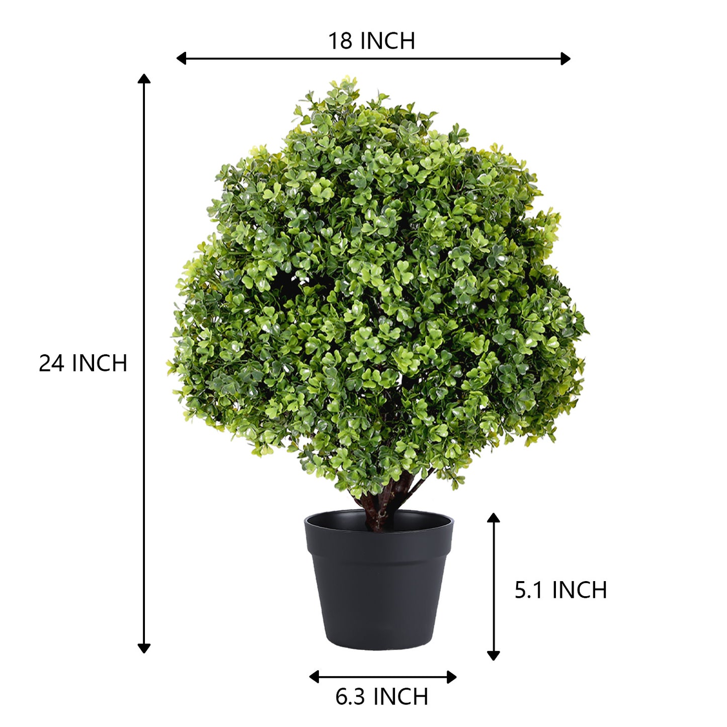 poetree 2ft Artificial Boxwood Topiary Ball,Faux Tree in Pot,2 Pack,for Indoor/Outdoor