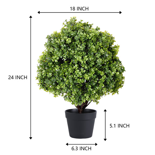 THE BLOOM TIMES 2ft Artificial Boxwood Topiary Ball,Faux Tree in Pot,2 Pack,for Indoor/Outdoor