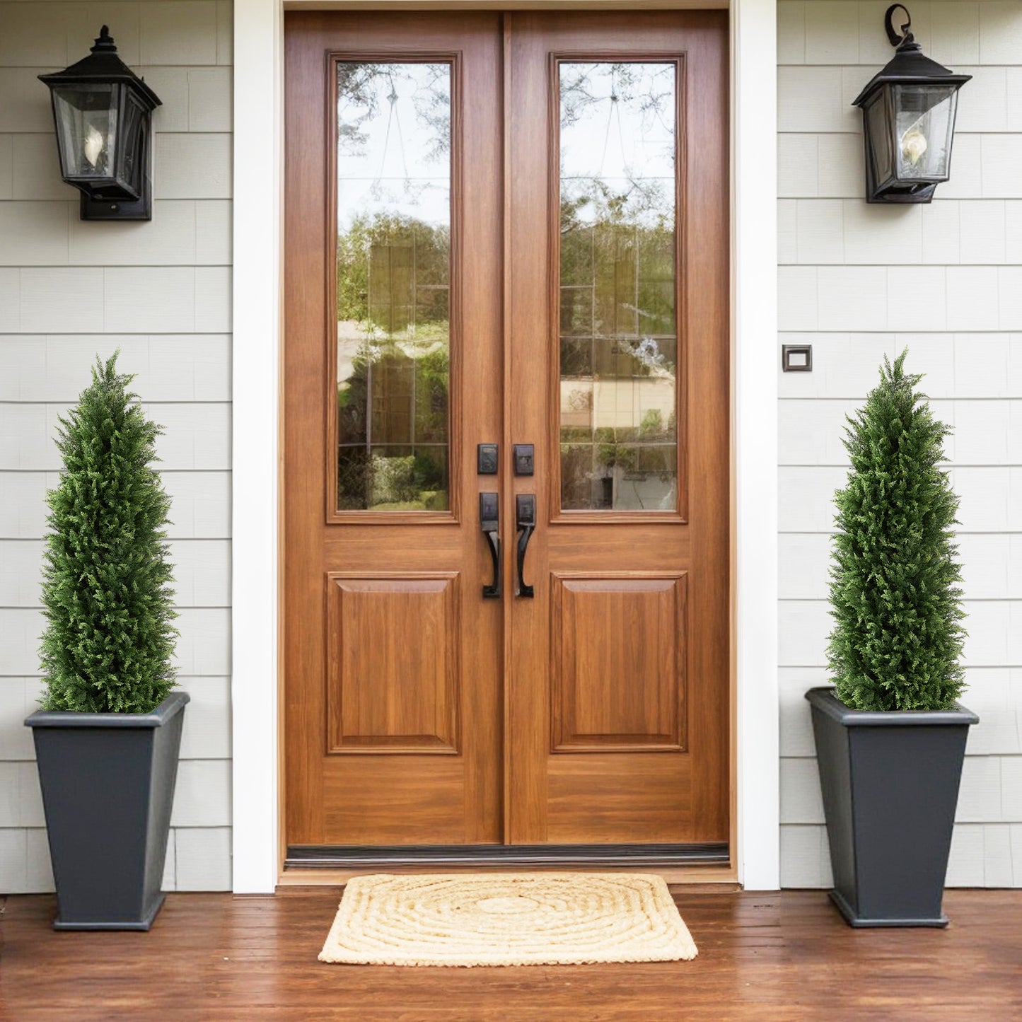 poetree 3/4 ft Artificial Topiary Tree Faux Cedar Pines Potted Tree,Decor for Indoor/Outdoor.