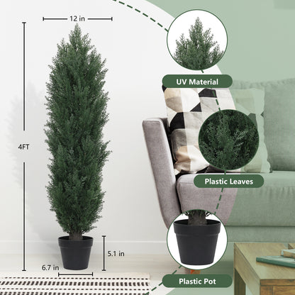 THE BLOOM TIMES 3/4/5/6ft Faux Cedar Plant in Pot,Artificial Topiary Cone Tree UV Resistant in Pot