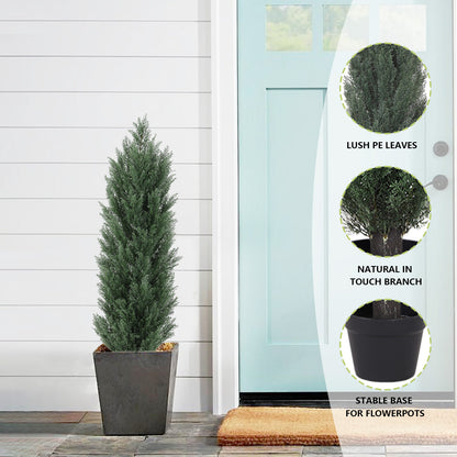 THE BLOOM TIMES 3/4/5/6 ft Faux Cedar Plant in Pot,Artificial Cedar Topiary Tree for Home decor