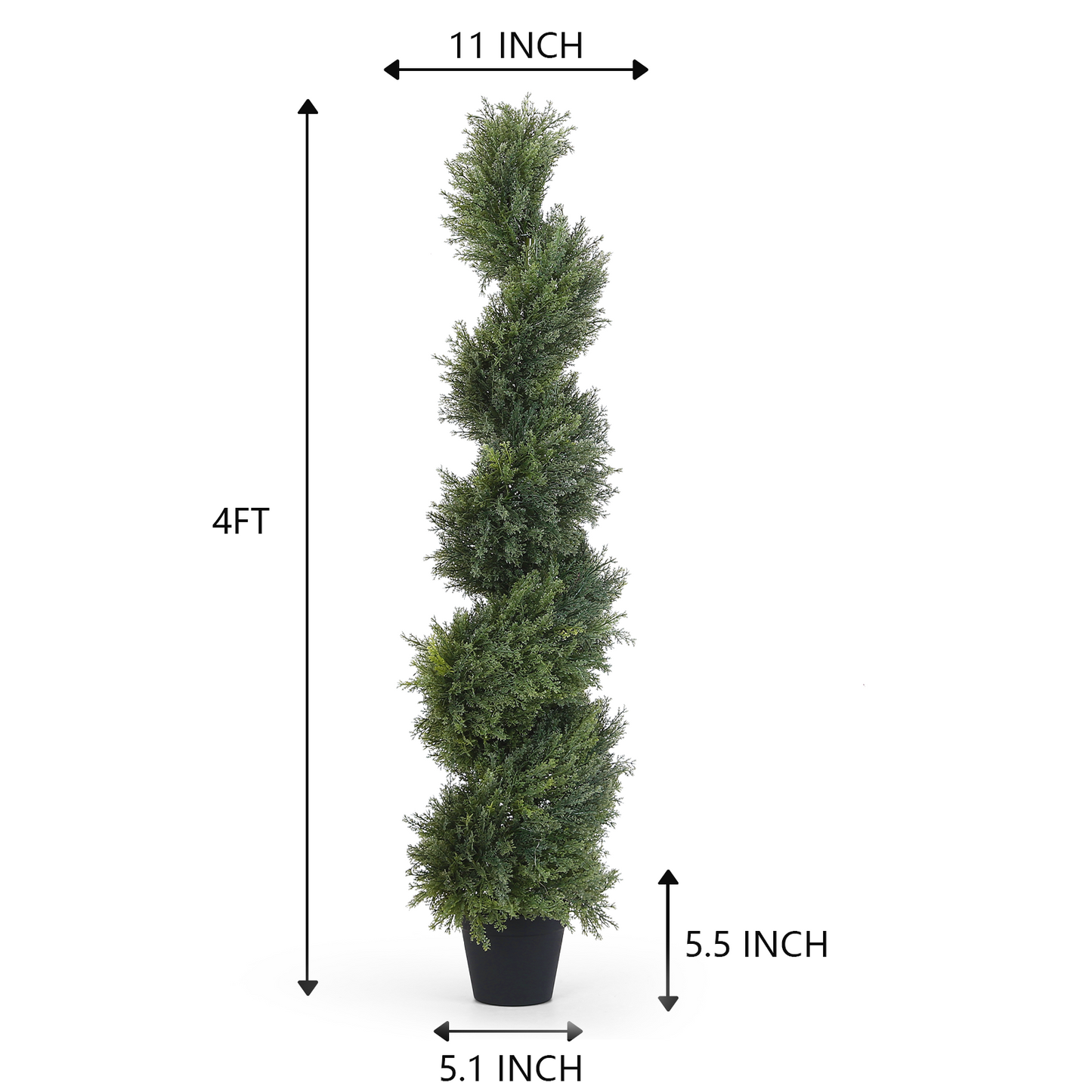 3ft/4ft Artificial Spiral Topiary Trees Set of 2,Faux Cedar Trees for Outdoor Planters