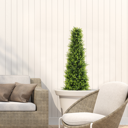 THE BLOOM TIMES Artificial Boxwood Cone Topiary Tree in Pot 2-Pack Fake Tree Indoor & Outdoor Faux Plants Decor