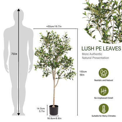 THE BLOOM TIMES Artificial Olive Tree in Pot – Realistic Faux Plants Olive Tree Indoor Decor