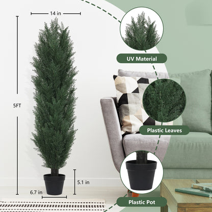 THE BLOOM TIMES 3/4/5/6ft Faux Cedar Plant in Pot,Artificial Topiary Cone Tree UV Resistant in Pot