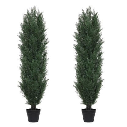THE BLOOM TIMES 3/4/5/6ft Faux Cedar Plant in Pot,Artificial Topiary Cone Tree UV Resistant in Pot
