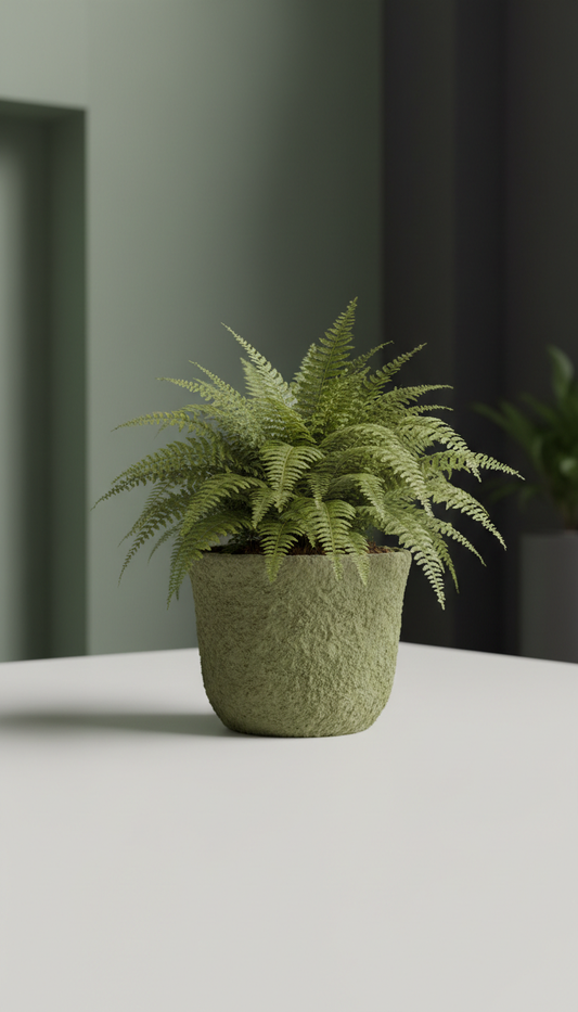 THE BLOOM TIMES Boston Fern in Soft Moss Textured Planter
