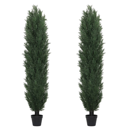 THE BLOOM TIMES 3/4/5/6ft Faux Cedar Plant in Pot,Artificial Topiary Cone Tree UV Resistant in Pot
