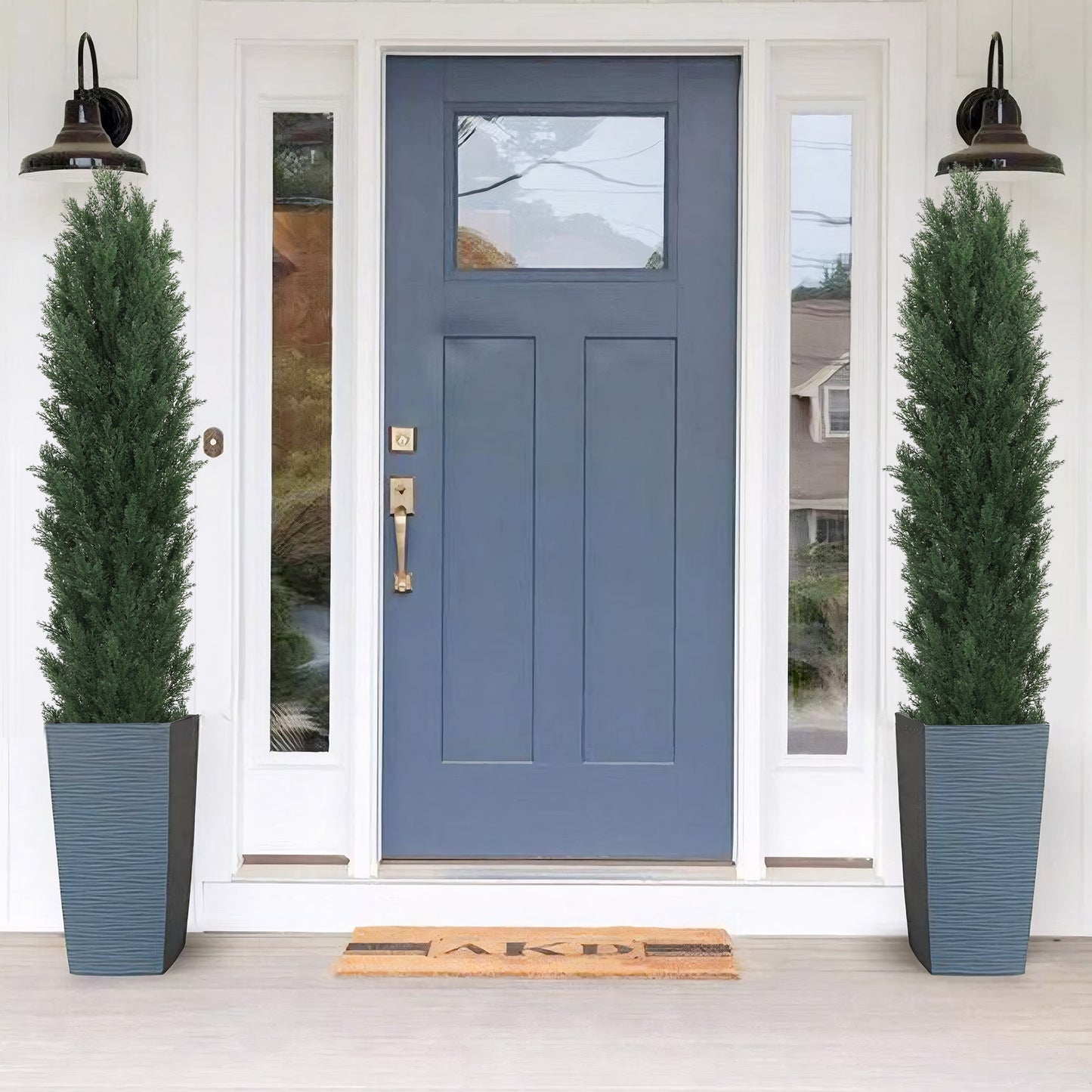 poetree 3/4/5/6ft Faux Cedar Plant in Pot,Artificial Topiary Cone Tree UV Resistant in Pot