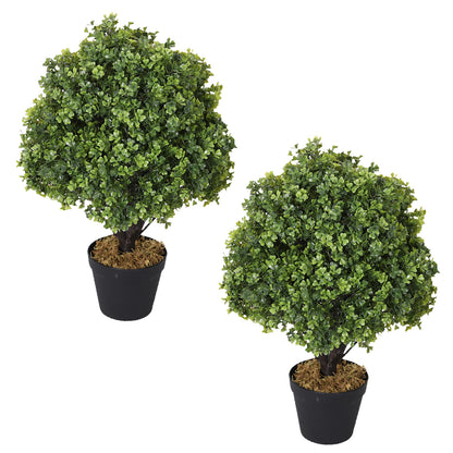 THE BLOOM TIMES 2ft Artificial Boxwood Topiary Ball,Faux Tree in Pot,2 Pack,for Indoor/Outdoor