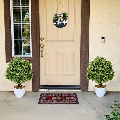 THE BLOOM TIMES 2ft Artificial Boxwood Topiary Ball,Faux Tree in Pot,2 Pack,for Indoor/Outdoor