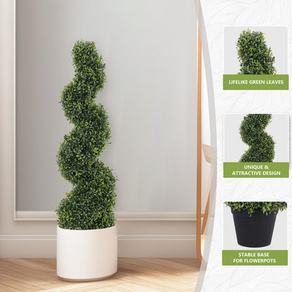 THE BLOOM TIMES 3/4/5ft Artificial Boxwood Spiral Topiary Trees – UV-Resistant Evergreen Faux Plants for Indoor & Outdoor Decor
