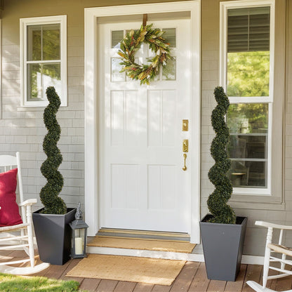 THE BLOOM TIMES 3/4/5 Ft Artificial Boxwood Spiral Topiary Trees, Artificial Plants Outdoor Spiral Faux Topiary Trees (2 Pcs)