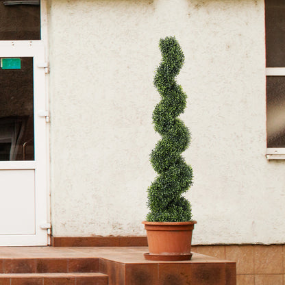 THE BLOOM TIMES 3/4/5ft Artificial Boxwood Spiral Topiary Trees – UV-Resistant Evergreen Faux Plants for Indoor & Outdoor Decor