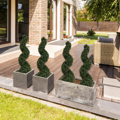 THE BLOOM TIMES 3/4/5 Ft Artificial Boxwood Spiral Topiary Trees, Artificial Plants Outdoor Spiral Faux Topiary Trees (2 Pcs)