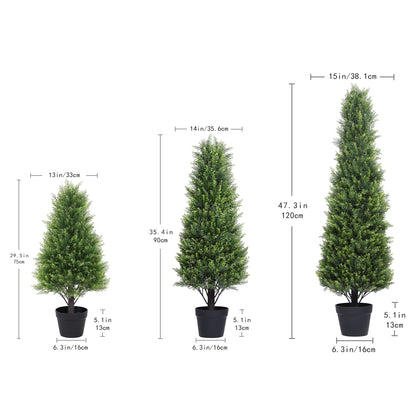THE BLOOM TIMES 2.5 / 3 / 4 ft Artificial Cedar Topiary Tree, Faux Evergreen with Pot, Outdoor Christmas & Holiday Decor