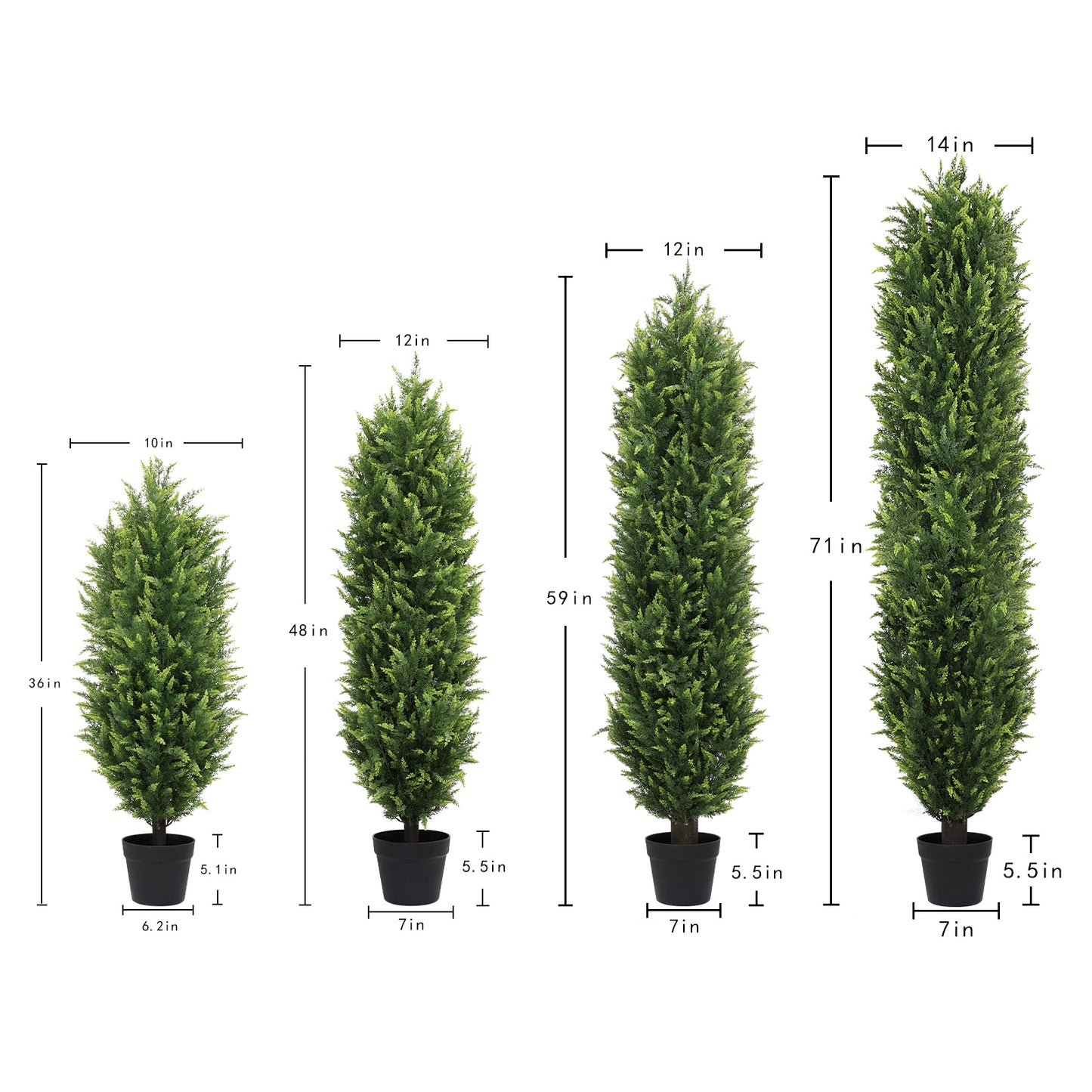poetree 3/4/5/6 ft.Artificial Cedar Topiary Trees in Pots,Faux Greenery for Outdoor and Indoor