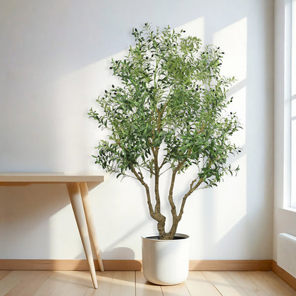 THE BLOOM TIMES 8ft Artificial Olive Tree in Pot – Large Faux Potted Olive Plant , Tall Indoor Floor Tree for Home Décor
