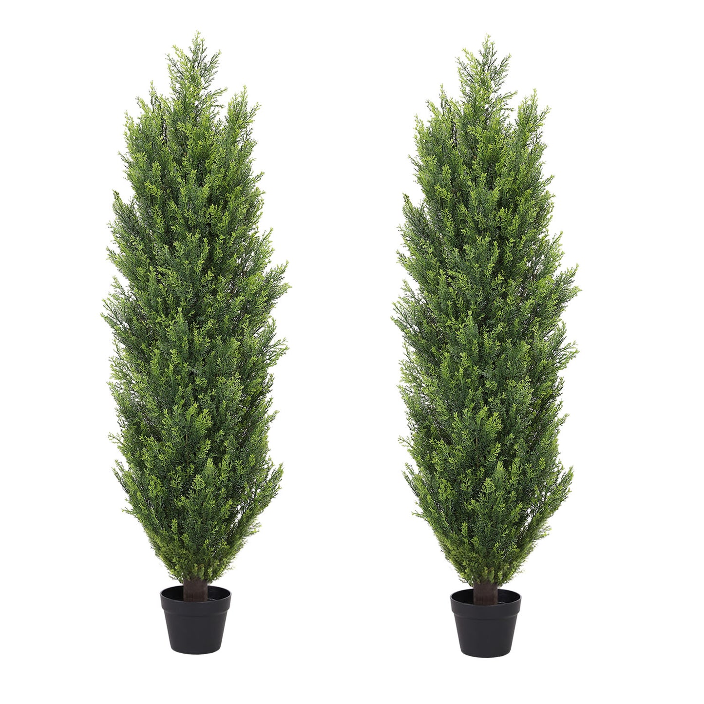poetree 3/4/5/6ft Faux Cedar Tree Topiary in Pot，Set of 2，Fake Tree for Home Outdoor/Indoor Decor