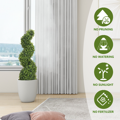THE BLOOM TIMES poetree 3–5 Ft Artificial Boxwood Spiral Topiary Trees, Set of 2 Outdoor Faux Plants for Front Porch, Patio & Entryway Decor