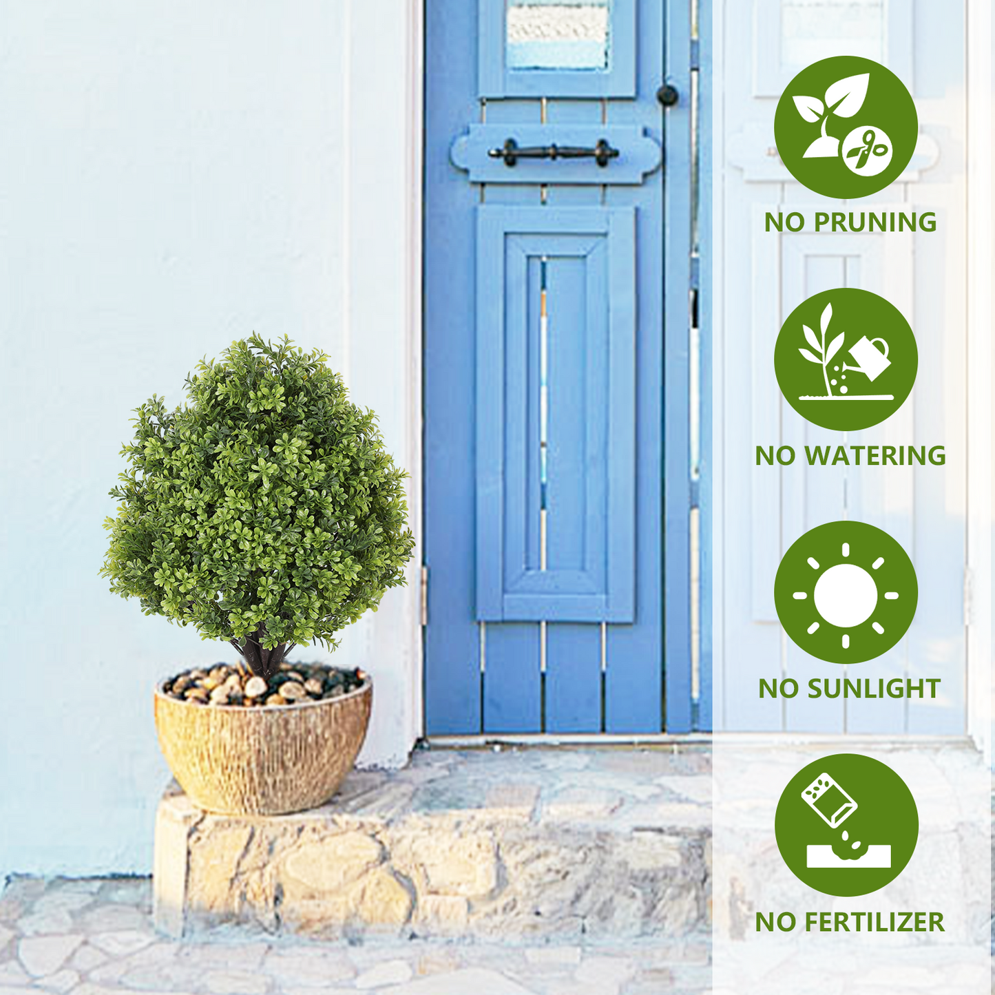 poetree 2 ft Faux Boxwood Topiary in Pot,Artificial Topiary Boxwood Tree for Indoor or Outdoor