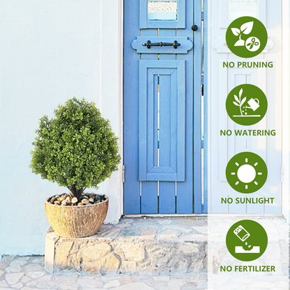 THE BLOOM TIMES 2 ft Faux Boxwood Topiary in Pot,Artificial Topiary Boxwood Tree for Indoor or Outdoor