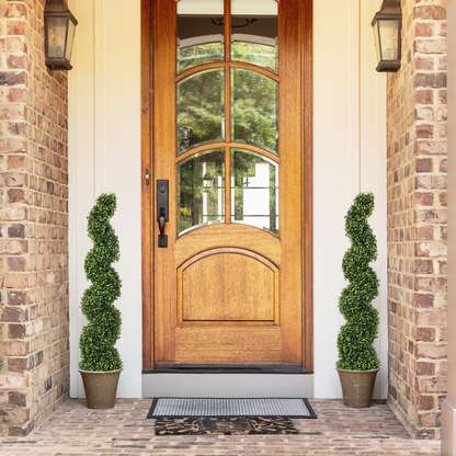 THE BLOOM TIMES poetree 3–5 Ft Artificial Boxwood Spiral Topiary Trees, Set of 2 Outdoor Faux Plants for Front Porch, Patio & Entryway Decor