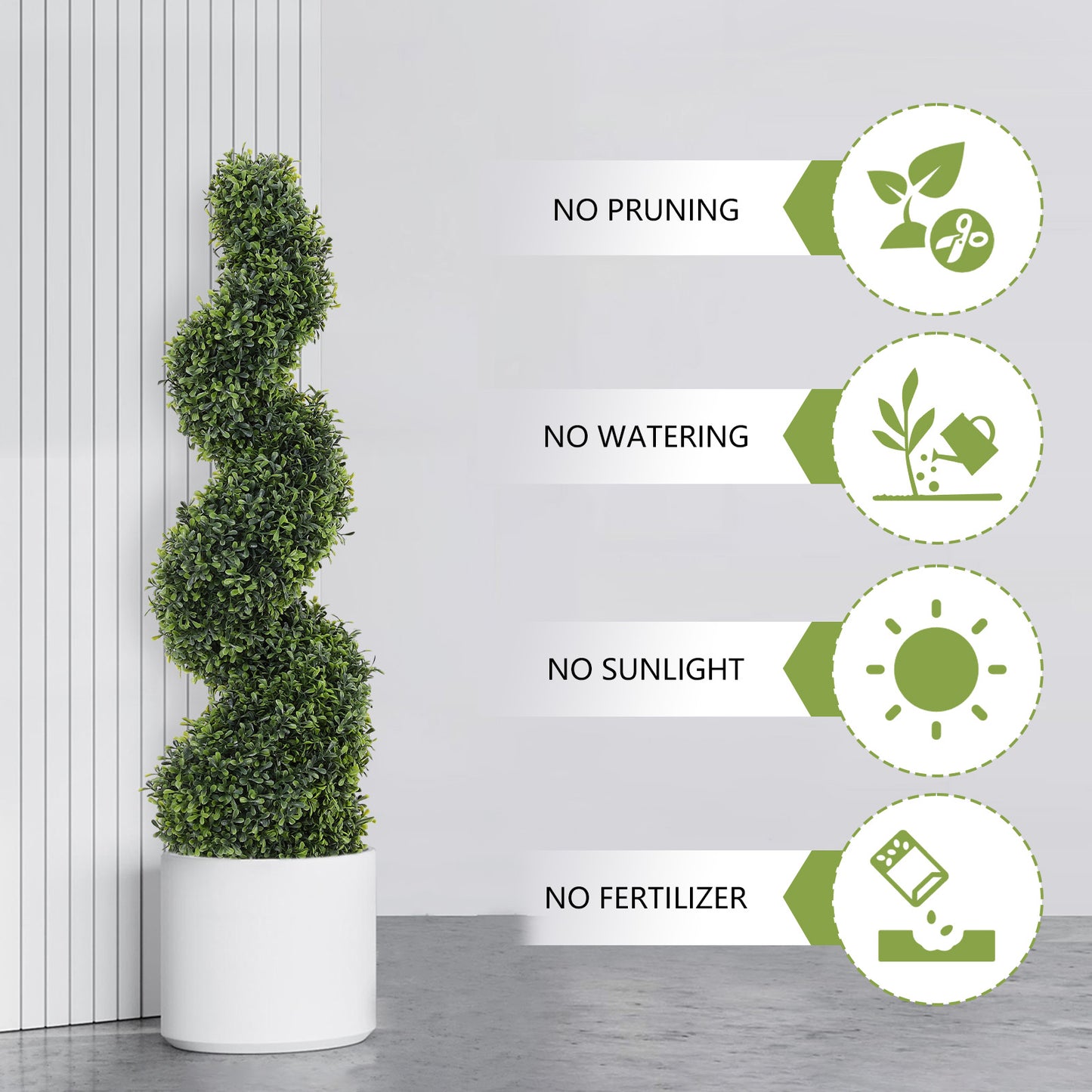 poetree 3/4/5ft Artificial Boxwood Spiral Topiary Trees – UV-Resistant Evergreen Faux Plants for Indoor & Outdoor Decor