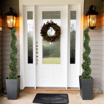 THE BLOOM TIMES poetree 3–5 Ft Artificial Boxwood Spiral Topiary Trees, Set of 2 Outdoor Faux Plants for Front Porch, Patio & Entryway Decor