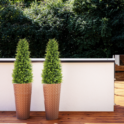 THE BLOOM TIMES Artificial Boxwood Cone Topiary Tree in Pot 2-Pack Fake Tree Indoor & Outdoor Faux Plants Decor