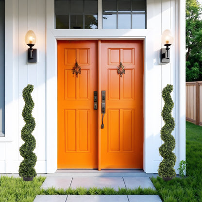 THE BLOOM TIMES poetree 3–5 Ft Artificial Boxwood Spiral Topiary Trees, Set of 2 Outdoor Faux Plants for Front Porch, Patio & Entryway Decor