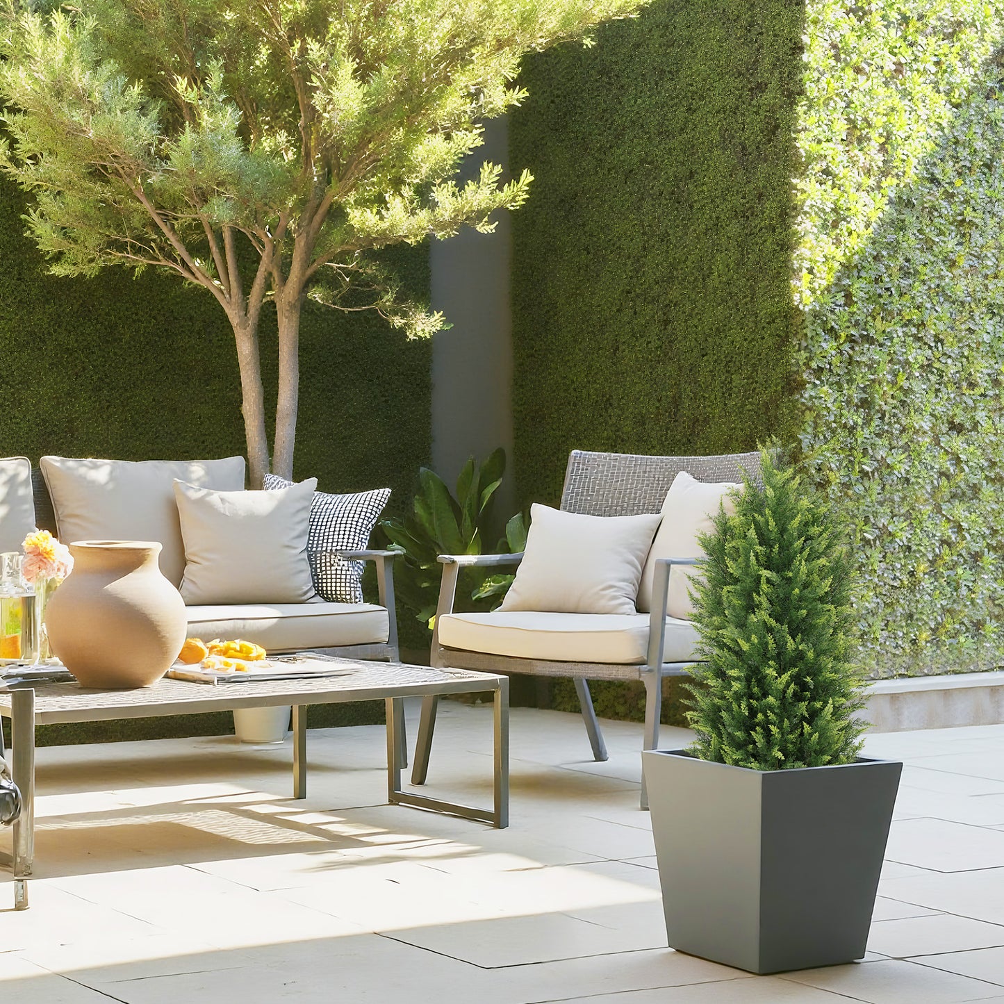 poetree 3/4/5/6 ft.Artificial Cedar Topiary Trees in Pots,Faux Greenery for Outdoor and Indoor
