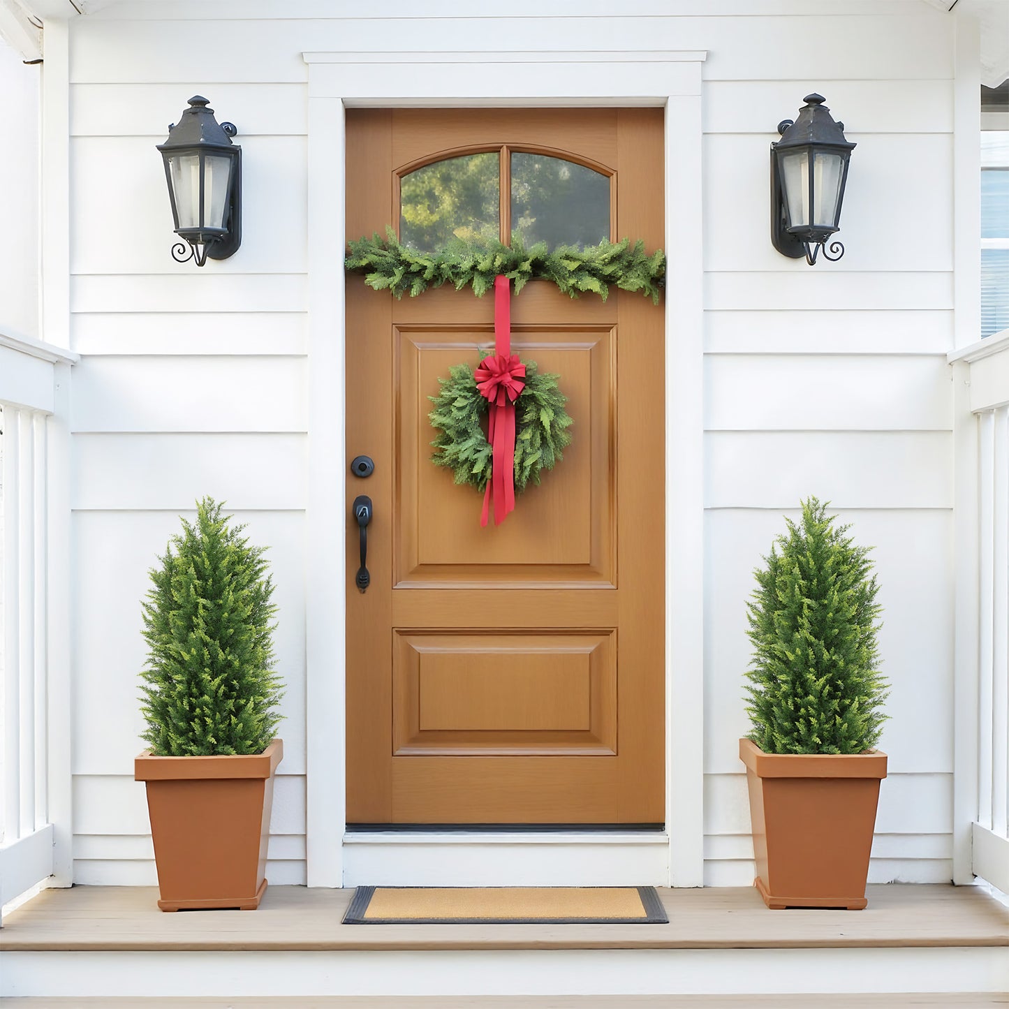 poetree 3/4/5/6 ft.Artificial Cedar Topiary Trees in Pots,Faux Greenery for Outdoor and Indoor
