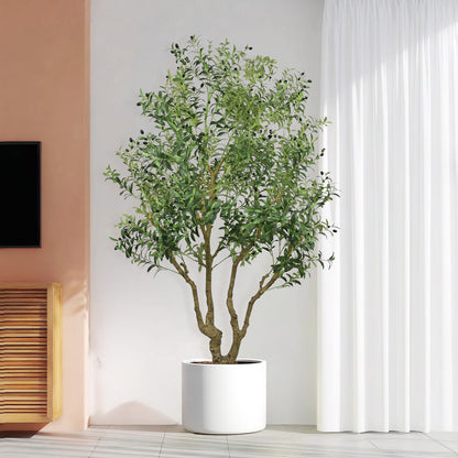 THE BLOOM TIMES 8ft Artificial Olive Tree in Pot – Large Faux Potted Olive Plant , Tall Indoor Floor Tree for Home Décor