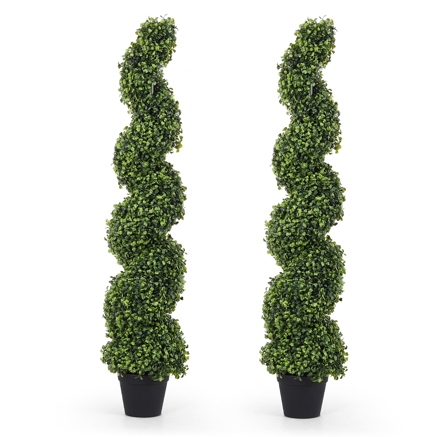 poetree 3–5 Ft Artificial Boxwood Spiral Topiary Trees, Set of 2 Outdoor Faux Plants for Front Porch, Patio & Entryway Decor