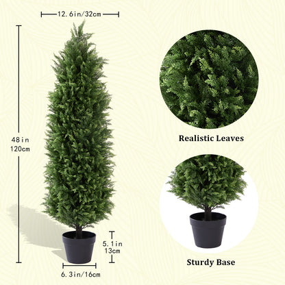 THE BLOOM TIMES 3/4 ft Artificial Topiary Tree Faux Cedar Pines Potted Tree,Decor for Indoor/Outdoor.