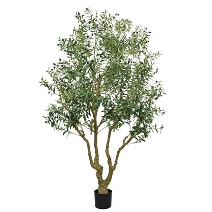 THE BLOOM TIMES 8ft Artificial Olive Tree in Pot – Large Faux Potted Olive Plant , Tall Indoor Floor Tree for Home Décor