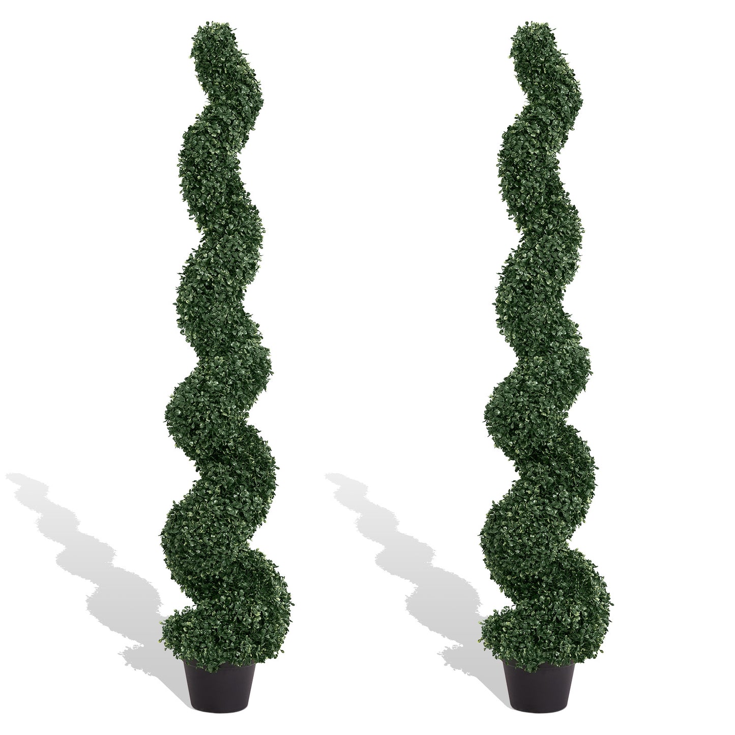 poetree 3/4/5 Ft Artificial Boxwood Spiral Topiary Trees, Artificial Plants Outdoor Spiral Faux Topiary Trees (2 Pcs)