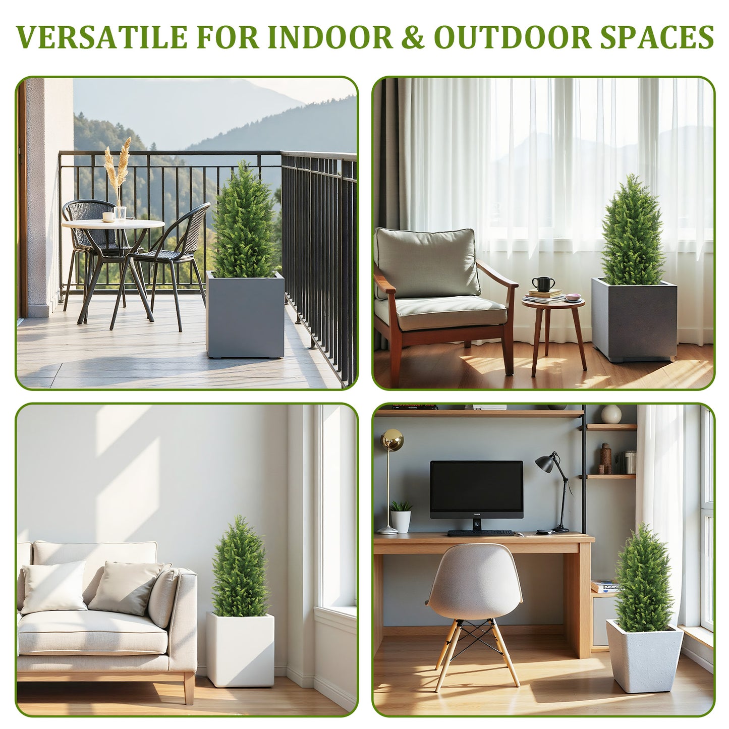 poetree 3/4/5/6 ft.Artificial Cedar Topiary Trees in Pots,Faux Greenery for Outdoor and Indoor