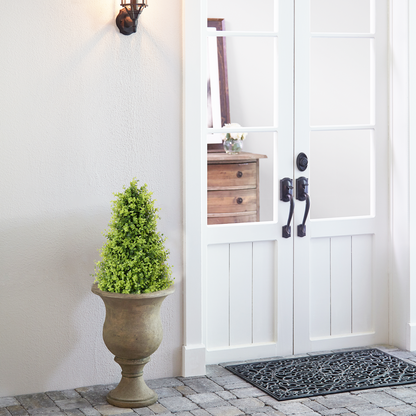 THE BLOOM TIMES Artificial Boxwood Cone Topiary Tree in Pot 2-Pack Fake Tree Indoor & Outdoor Faux Plants Decor