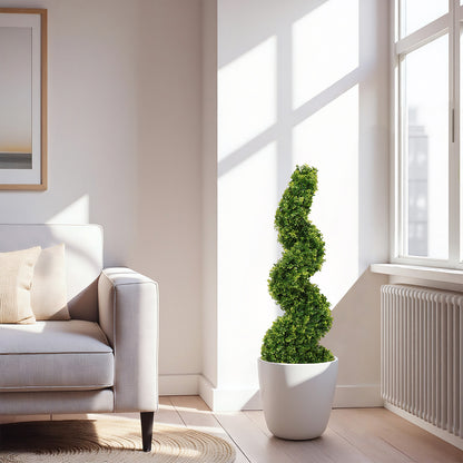 THE BLOOM TIMES 3 ft. Artificial Boxwood Outdoor Topiary Spiral Tree Potted Plants.